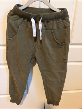 Little Bipsy Olive Green Jogger Pants with White Drawstring